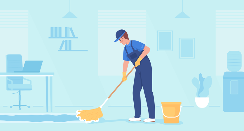 Commercial floor cleaning service  Illustration