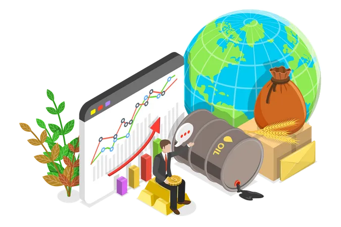 3 D Isometric Flat Vector Conceptual Illustration Of Commodity Market Primary Sector Of The Economy Illustration