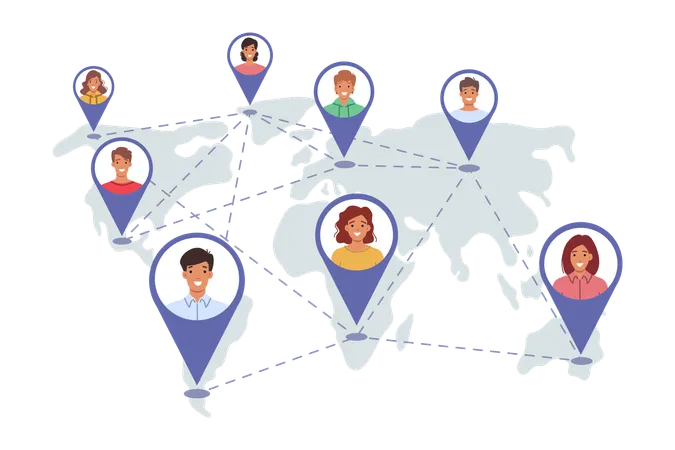 Des membres de la communauté internationale de différents pays  Illustration