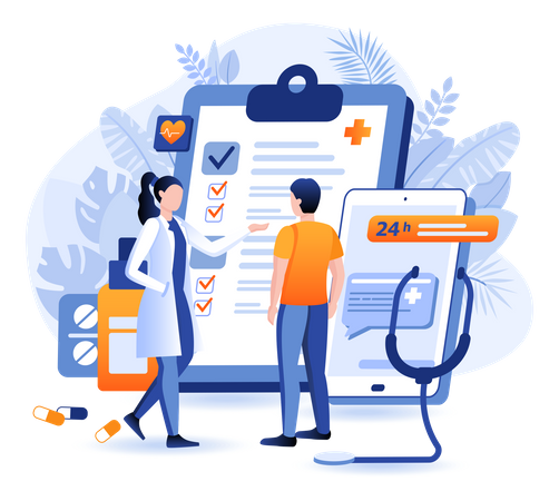 Communicating With Doctor Online Using Support Line  Illustration