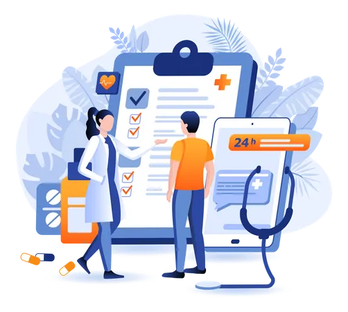 Communicating With Doctor Online Using Support Line  Illustration