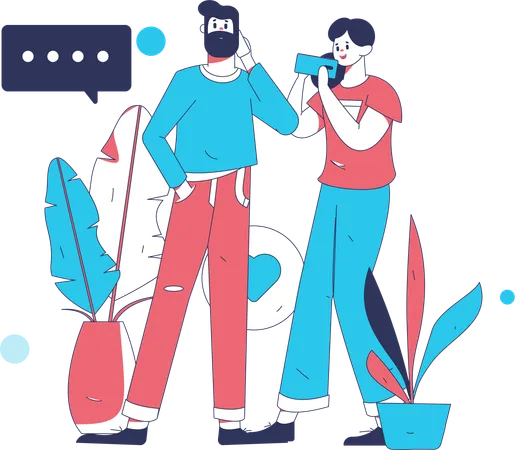 Communication en ligne effectuée par des amis  Illustration