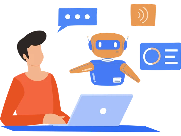 Communication robotique réalisée par un ingénieur  Illustration