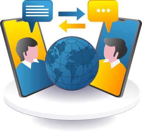 Communication technology between the world and smartphones  Illustration