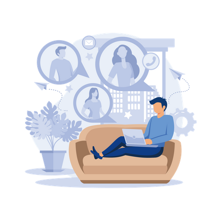Communication via the Internet  Illustration