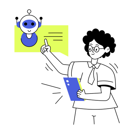 Communication with ai robot  Illustration