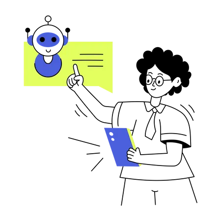 Communication with ai robot Illustration