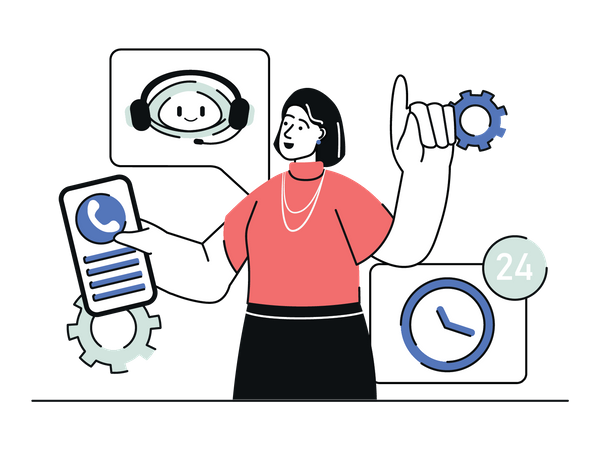 Communication with virtual assistant Illustration