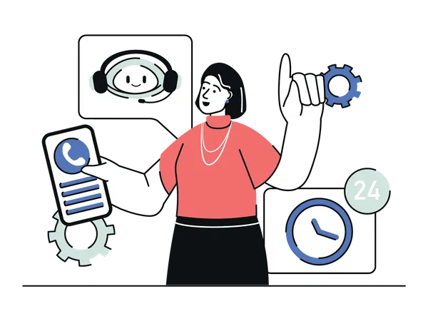 Communication with virtual assistant Illustration