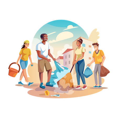 Community Cleaning  Illustration