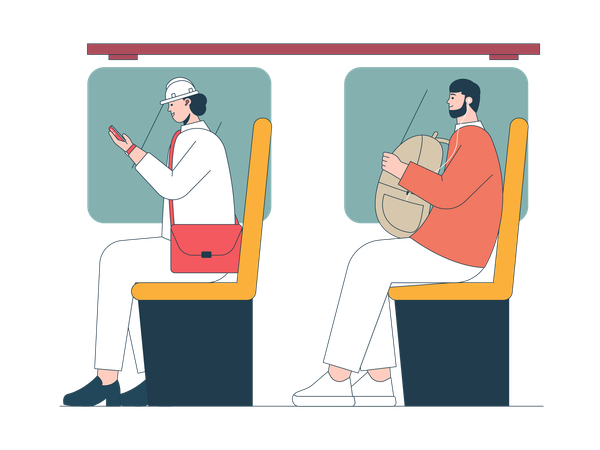 Commuter sitting in train  Illustration