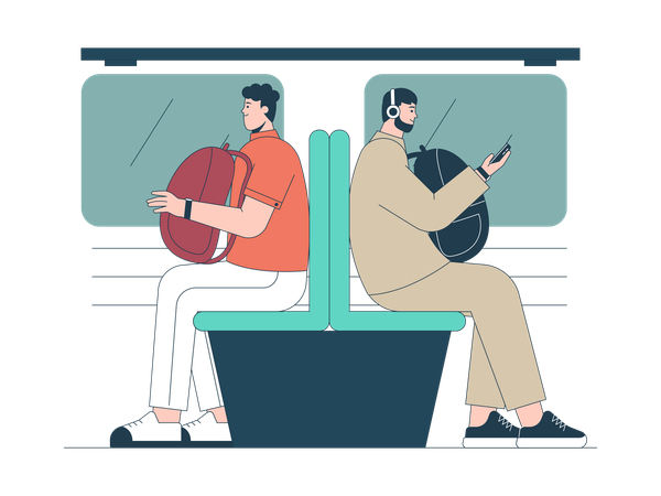 Commuter sitting in train  Illustration