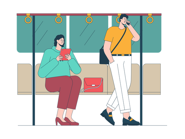 Commuter sitting in train  Illustration
