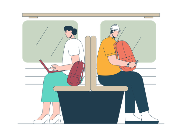 Commuter sitting in train  Illustration