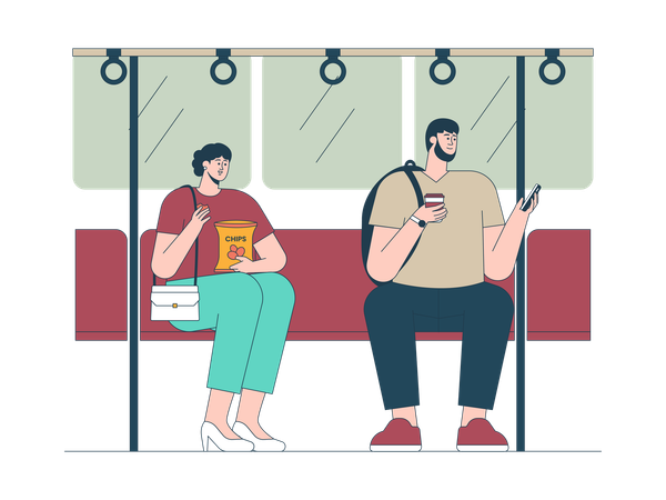 Commuter sitting in train  Illustration