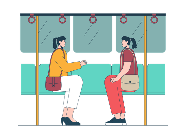 Commuter sitting in train  Illustration
