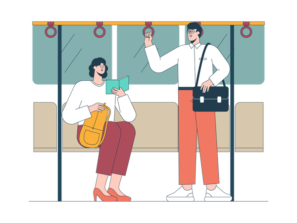 Commuter sitting in train  Illustration