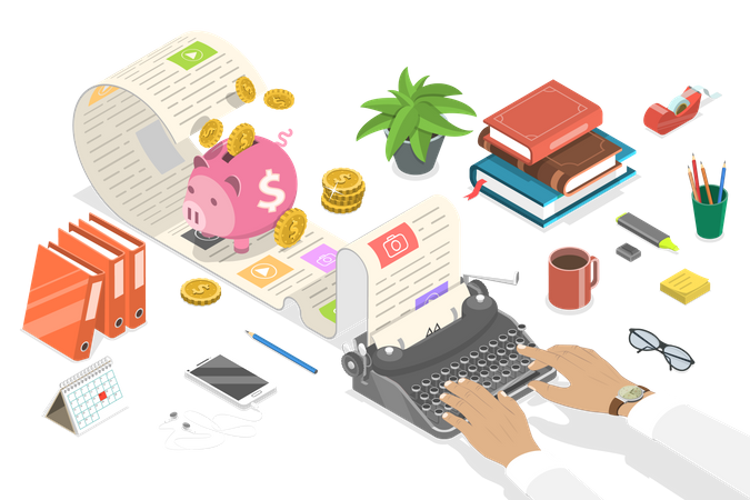 Como monetizar um blog e ganhar dinheiro online com um blog pessoal como um negócio  Ilustração