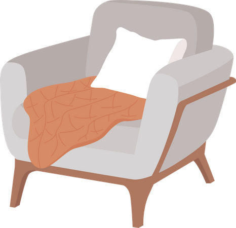 Cómodo sillón con almohada.  Ilustración