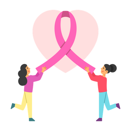 Compañeros de equipo de concientización sobre el cáncer de mama  Ilustración