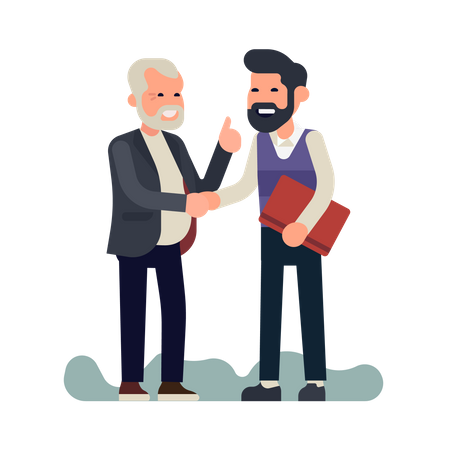 Company CEO congratulates employee with success  イラスト