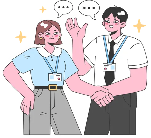 Company employee shaking hands  Illustration