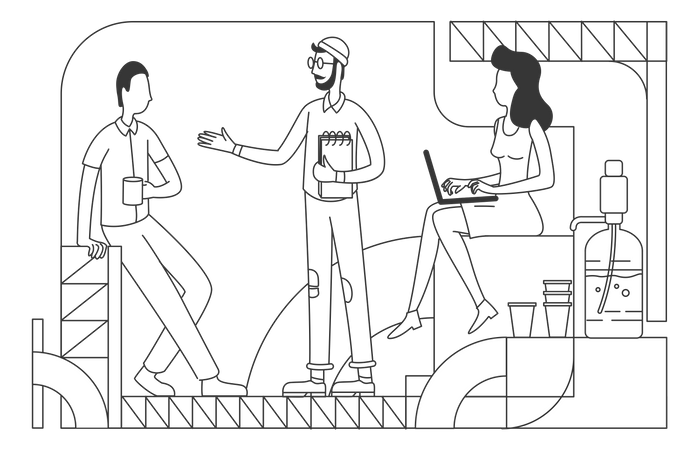 Company employees at coffee break  イラスト