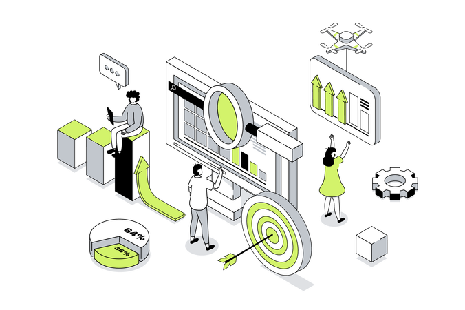 Company employees doing data analysis  Illustration