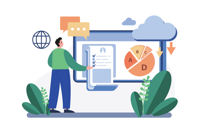 Company employees done Statistical data abstract  Illustration