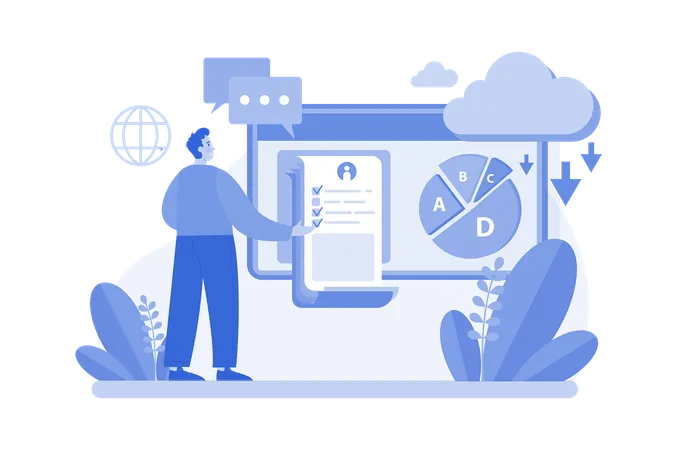 Company Employees Done Statistical Data Abstract  Illustration