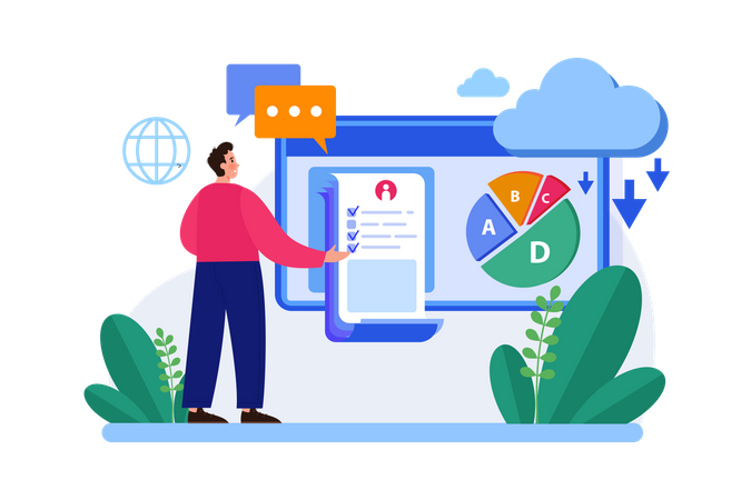 Company employees done Statistical data abstract  Illustration