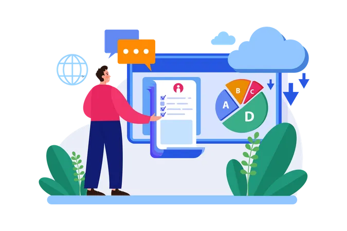 Company employees done Statistical data abstract  Illustration