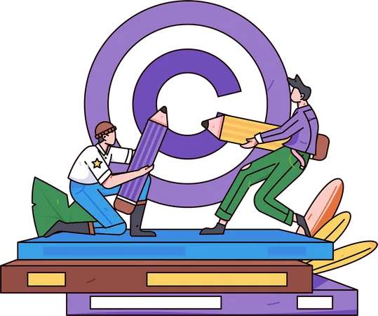 Company employees ensures copyright policies  Illustration