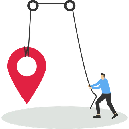 Company Establishment Create Company Pin In Search Engine Map Concept Entrepreneurship Start New Business Businessman Company Office Building Pin Create Business Contact Address Illustration