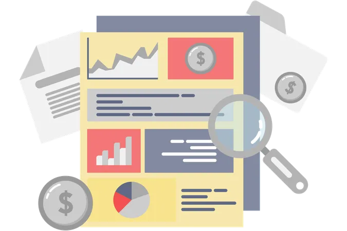 Company financial reports  Illustration