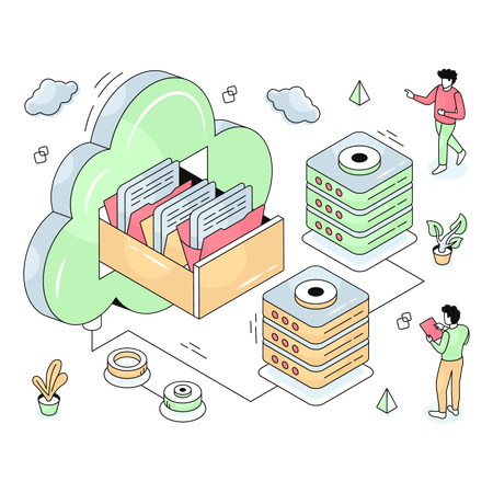 Company stores data in Cloud Drawer  Illustration