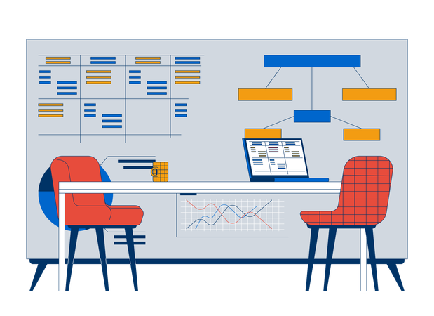 Company strategic planning presentation board table  Illustration