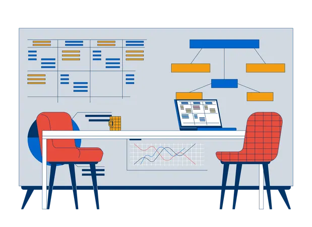 Company strategic planning presentation board table  Illustration