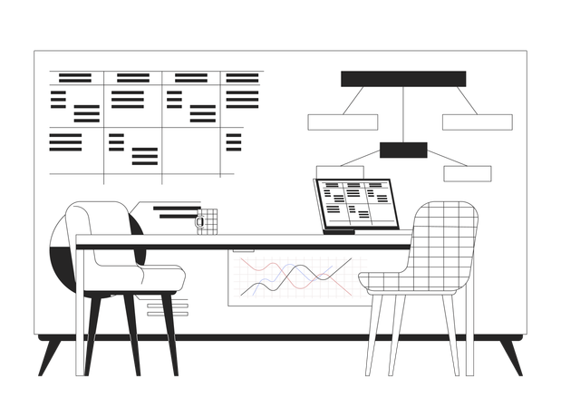 Company strategic planning presentation board table  Illustration