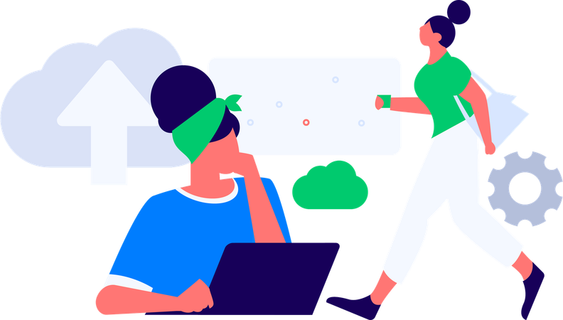 企業はクラウドストレージを使用する  イラスト