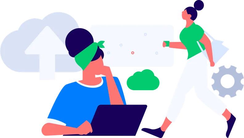企業はクラウドストレージを使用する  イラスト