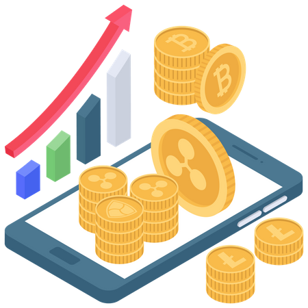 Comparación de crecimiento de criptomonedas  Ilustración