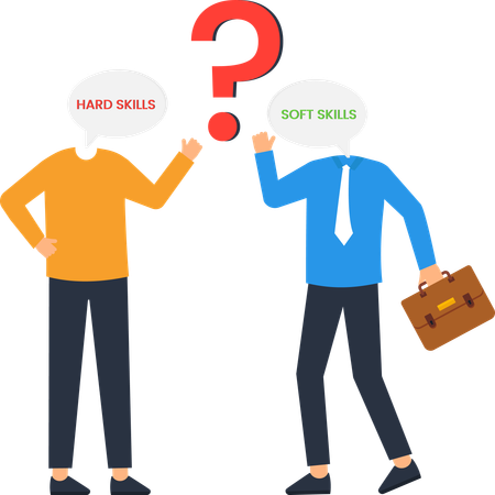 Comparación de habilidades: Habilidades duras vs. habilidades blandas  Ilustración