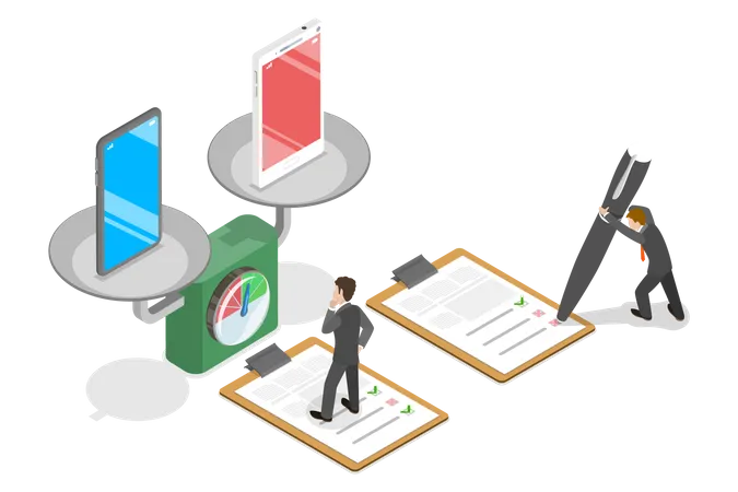 Comparación de teléfonos inteligentes  Ilustración