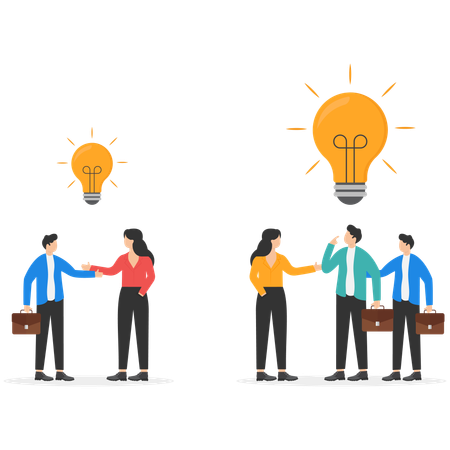 Compare between small company with small idea and big business with big idea,  Illustration