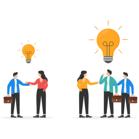 Compare between small company with small idea and big business with big idea,  Illustration