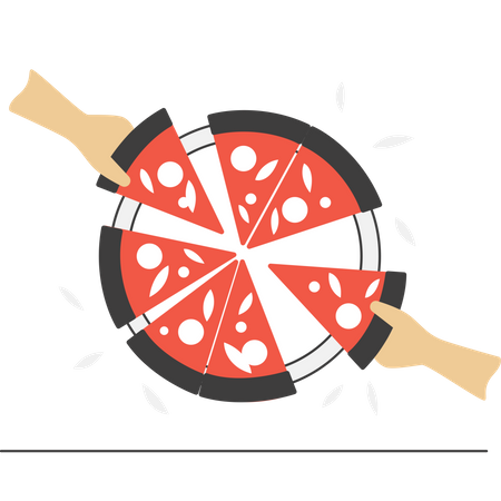 Compartir pizza  Ilustración