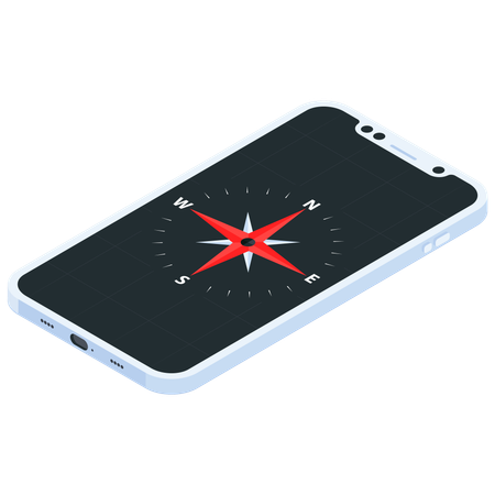 Compass App on Smartphone  Illustration