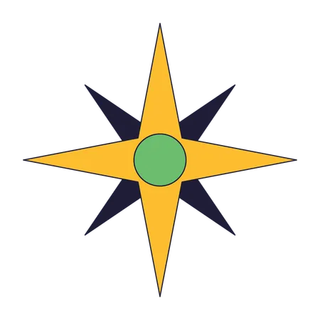 Compass rose showing direction  Illustration