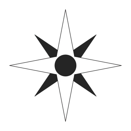 Compass Rose Showing Direction Flat Monochrome Isolated Vector Object World Sides Orienteering Editable Black And White Line Art Drawing Simple Outline Spot Illustration For Web Graphic Design 일러스트레이션